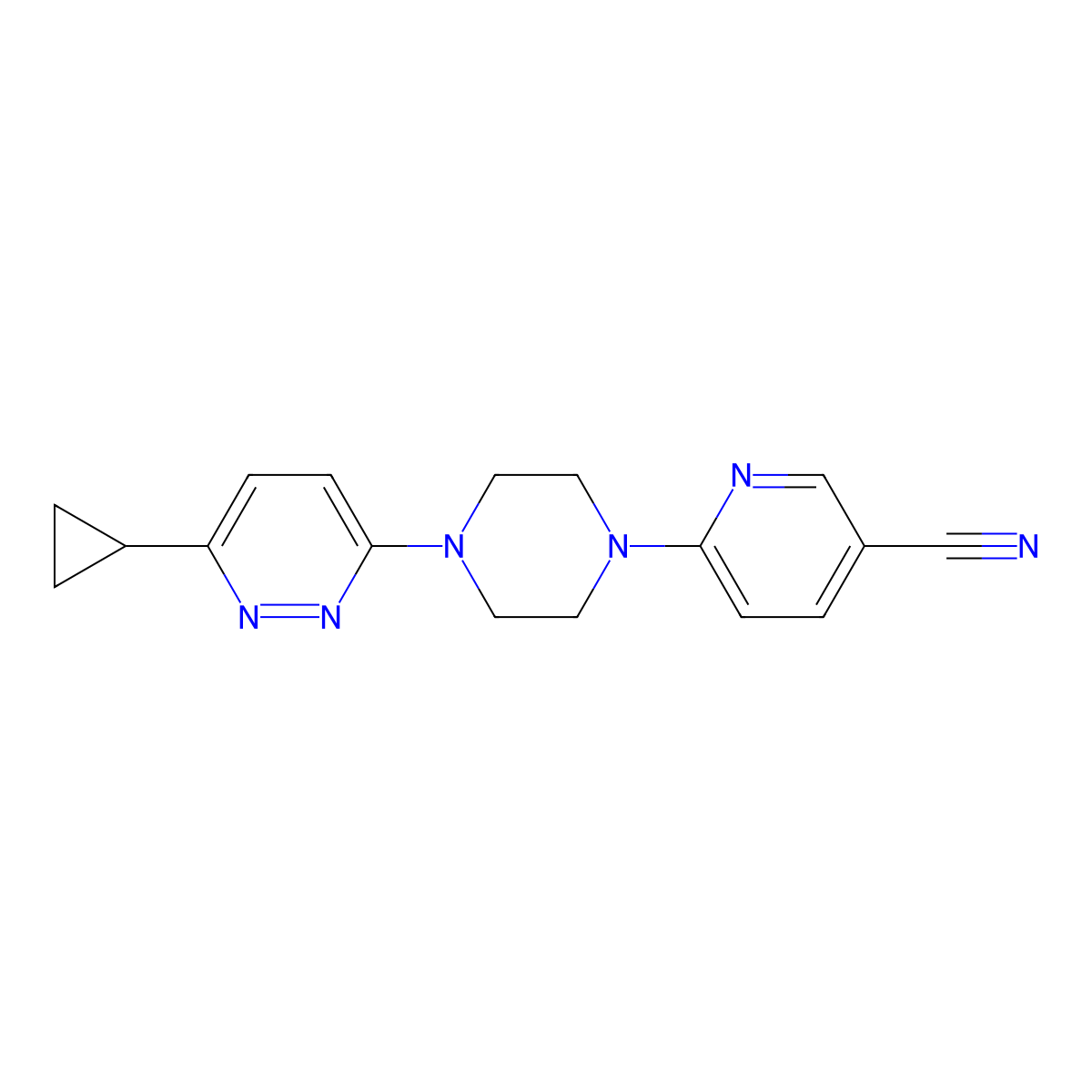 6-[4-(6-Cyclopropylpyridazin-3-yl)piperazin-1-yl]pyridine-3-carbonitrile molecular structure, CAS 2380144-54-5