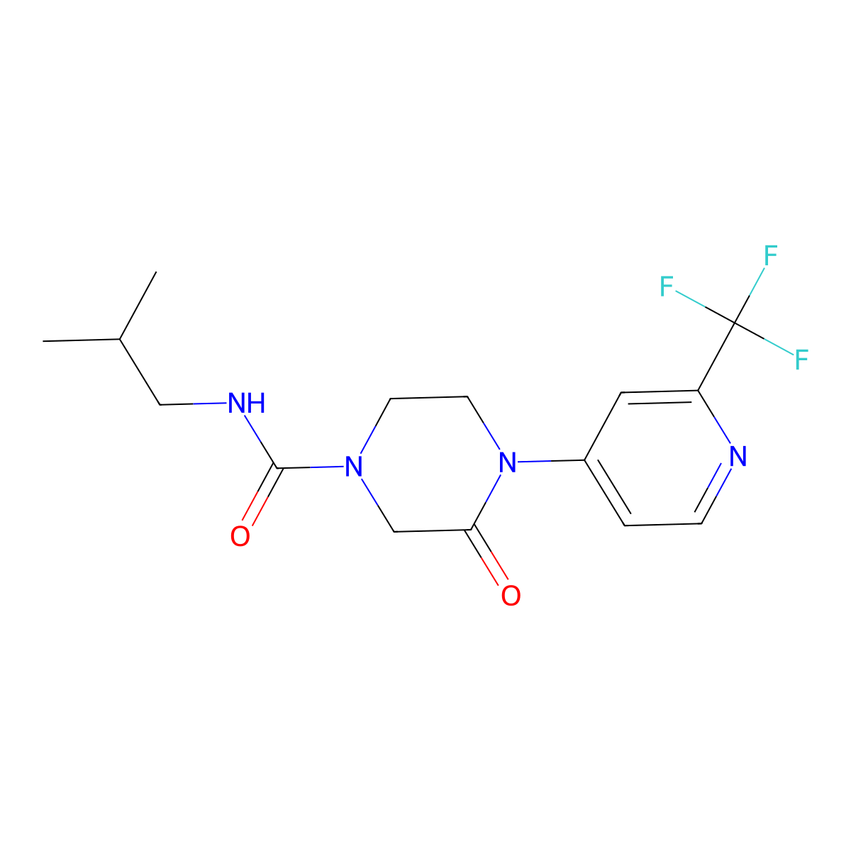 N-(2-Methylpropyl)-3-oxo-4-[2-(trifluoromethyl)pyridin-4-yl]piperazine-1-carboxamide molecular structure, CAS 2380144-57-8