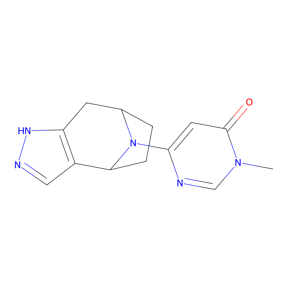 3-Methyl-6-{4,5,11-triazatricyclo[6.2.1.0^{2,6}]undeca-2(6),3-dien-11-yl}-3,4-dihydropyrimidin-4-one molecular structure, CAS 2380144-60-3