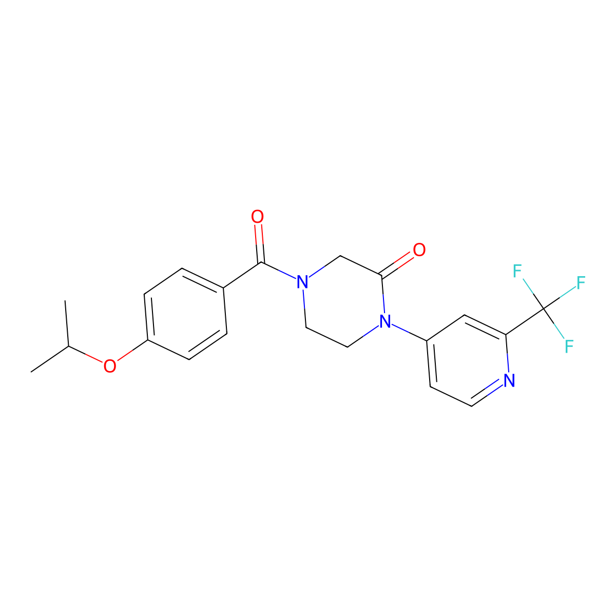 4-[4-(Propan-2-yloxy)benzoyl]-1-[2-(trifluoromethyl)pyridin-4-yl]piperazin-2-one molecular structure, CAS 2380144-62-5