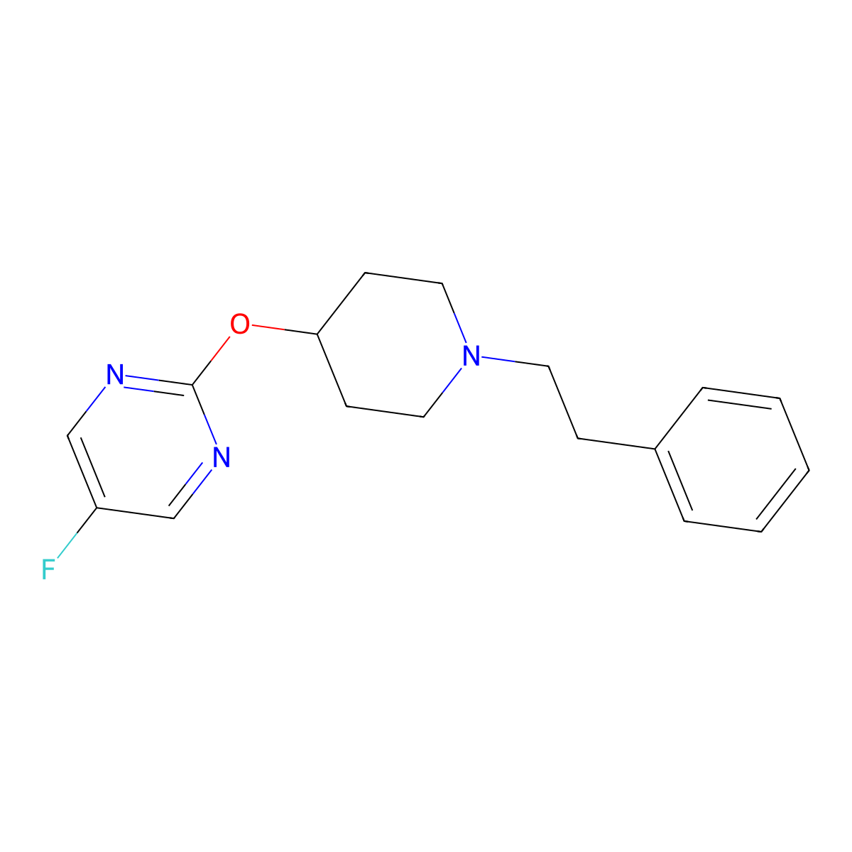 5-Fluoro-2-{[1-(2-phenylethyl)piperidin-4-yl]oxy}pyrimidine molecular structure, CAS 2380144-64-7