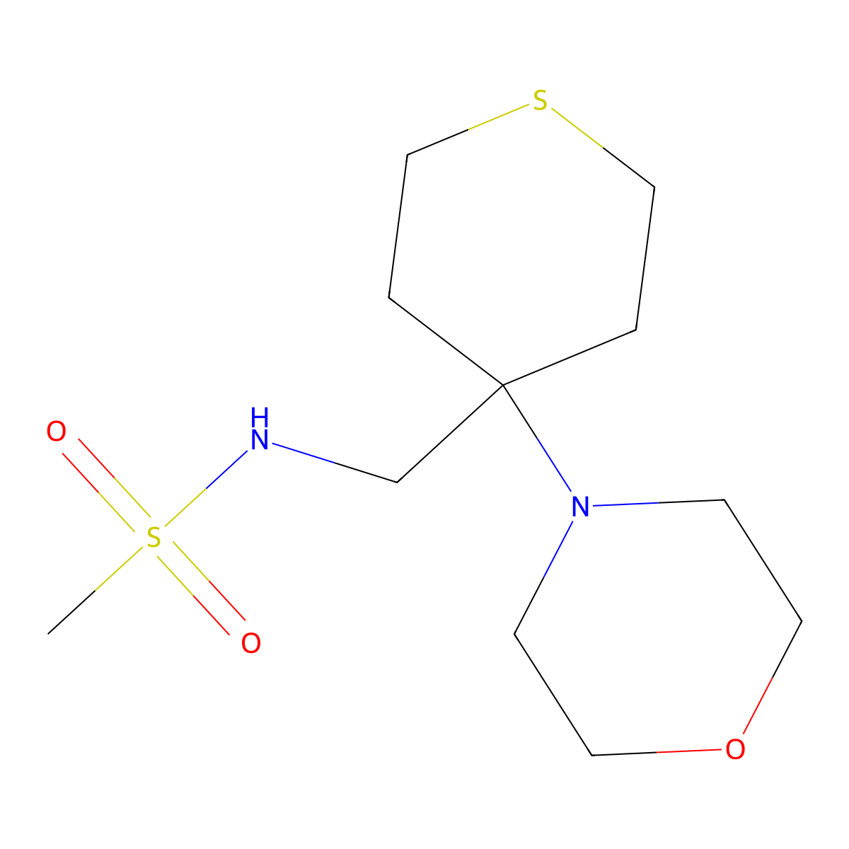 N-{[4-(morpholin-4-yl)thian-4-yl]methyl}methanesulfonamide molecular structure, CAS 2380144-69-2