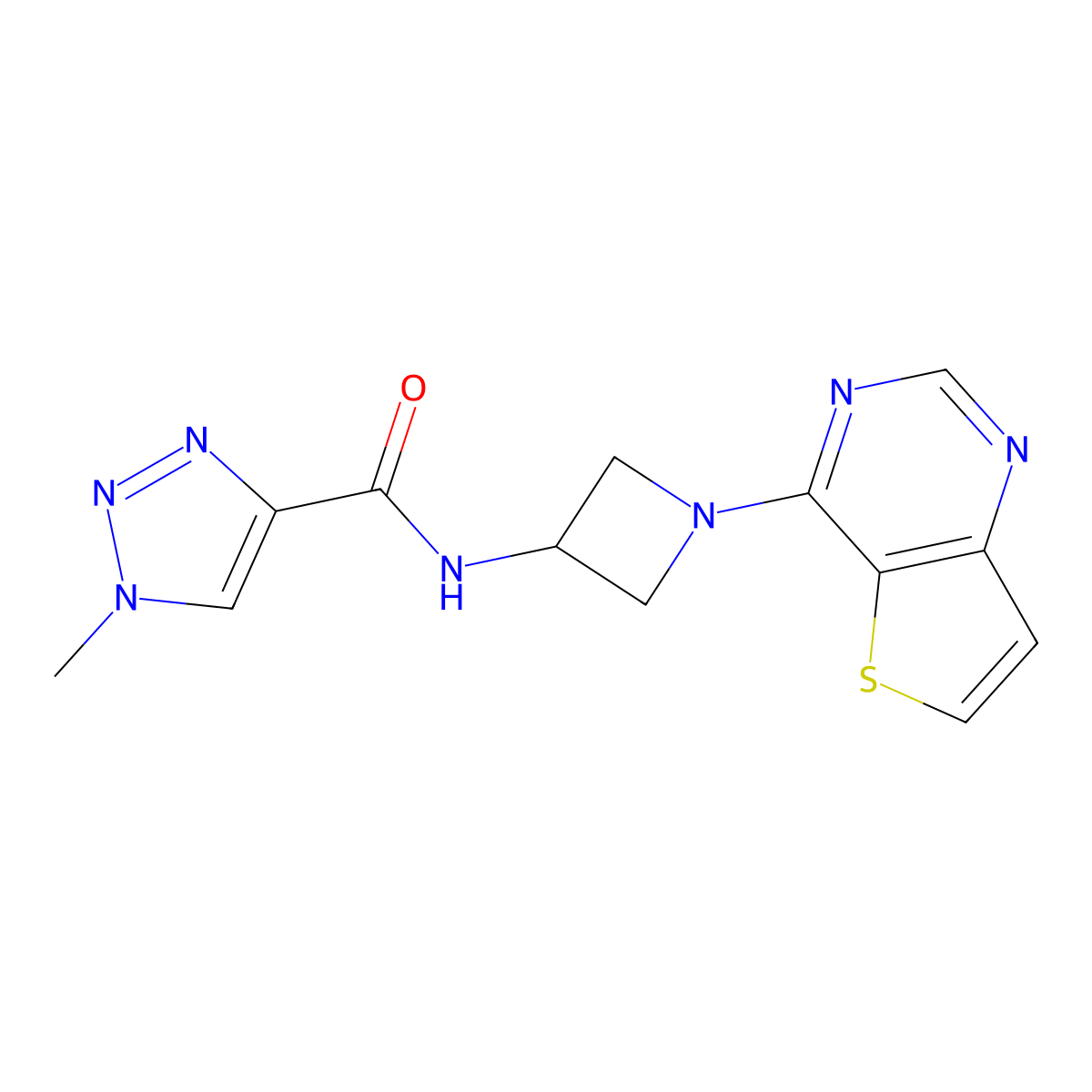 1-methyl-N-(1-{thieno[3,2-d]pyrimidin-4-yl}azetidin-3-yl)-1H-1,2,3-triazole-4-carboxamide molecular structure, CAS 2380144-71-6