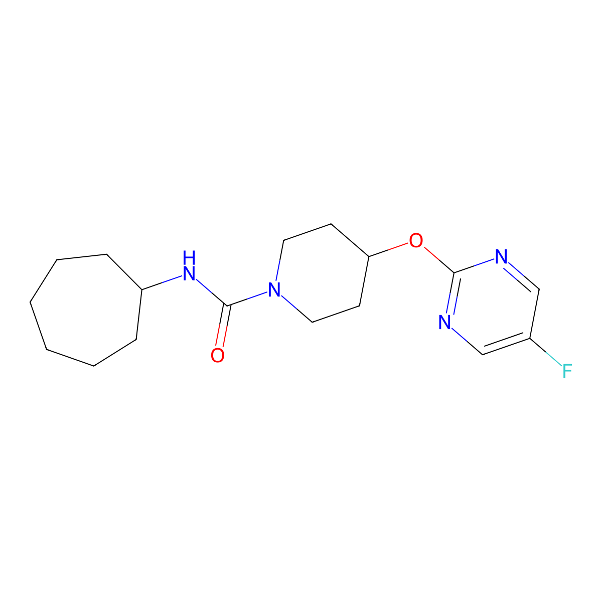 N-cycloheptyl-4-[(5-fluoropyrimidin-2-yl)oxy]piperidine-1-carboxamide molecular structure, CAS 2380144-72-7