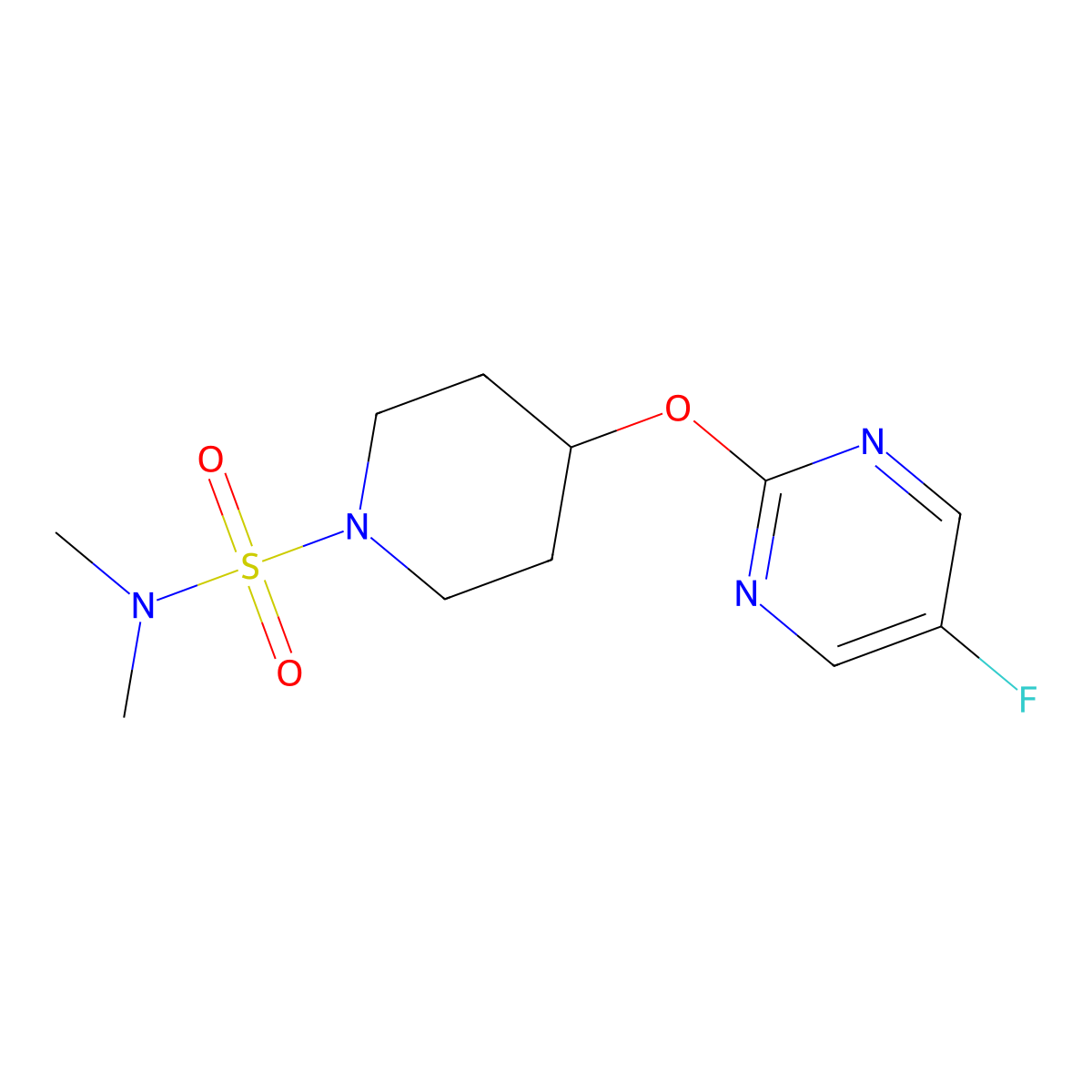 4-[(5-fluoropyrimidin-2-yl)oxy]-N,N-dimethylpiperidine-1-sulfonamide molecular structure, CAS 2380144-74-9