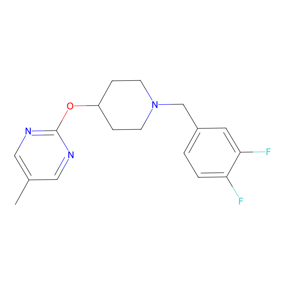 2-({1-[(3,4-Difluorophenyl)methyl]piperidin-4-yl}oxy)-5-methylpyrimidine molecular structure, CAS 2380144-75-0