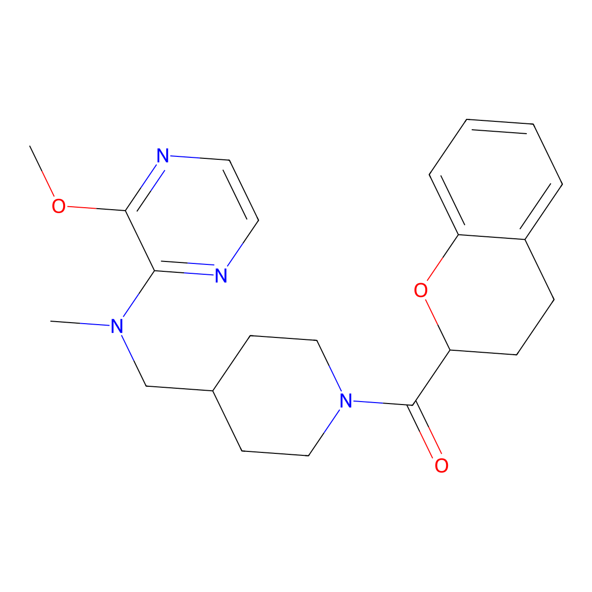 N-{[1-(3,4-dihydro-2H-1-benzopyran-2-carbonyl)piperidin-4-yl]methyl}-3-methoxy-N-methylpyrazin-2-amine molecular structure, CAS 2380144-76-1