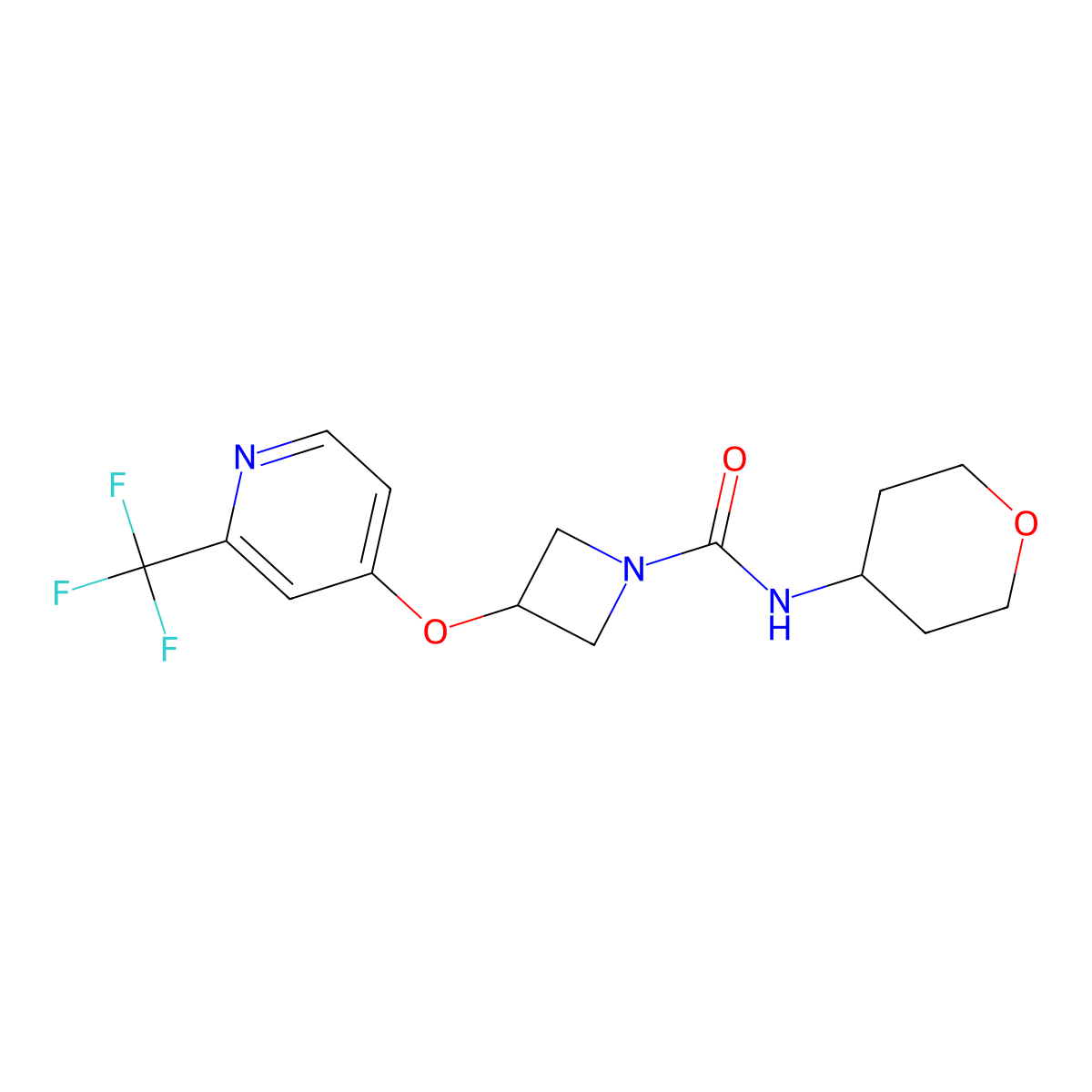 N-(oxan-4-yl)-3-{[2-(trifluoromethyl)pyridin-4-yl]oxy}azetidine-1-carboxamide molecular structure, CAS 2380144-84-1