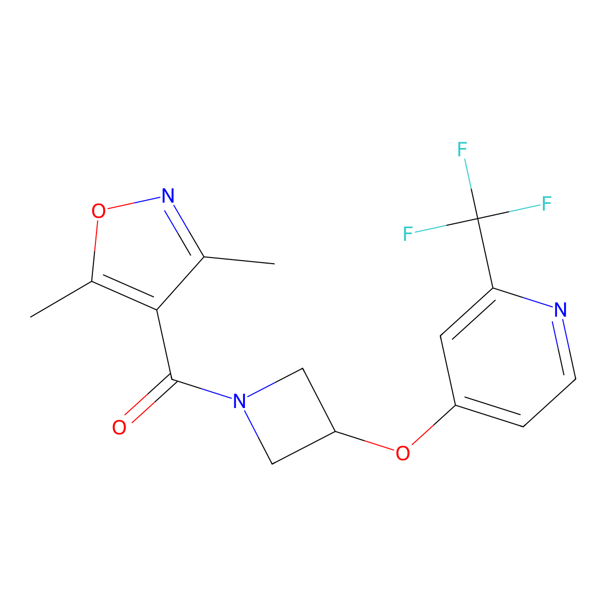 4-{[1-(3,5-Dimethyl-1,2-oxazole-4-carbonyl)azetidin-3-yl]oxy}-2-(trifluoromethyl)pyridine molecular structure, CAS 2380144-85-2