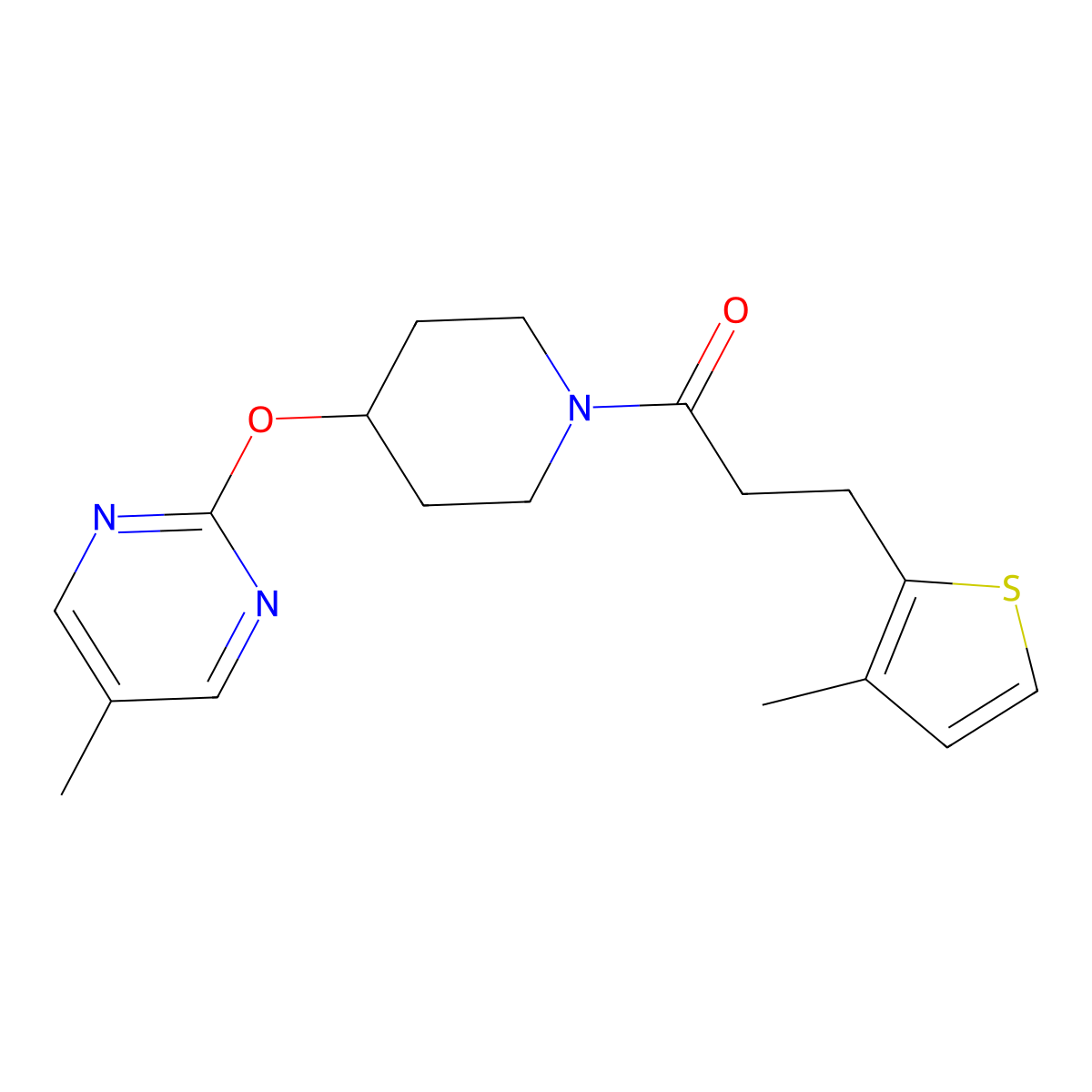 1-{4-[(5-Methylpyrimidin-2-yl)oxy]piperidin-1-yl}-3-(3-methylthiophen-2-yl)propan-1-one molecular structure, CAS 2380144-92-1