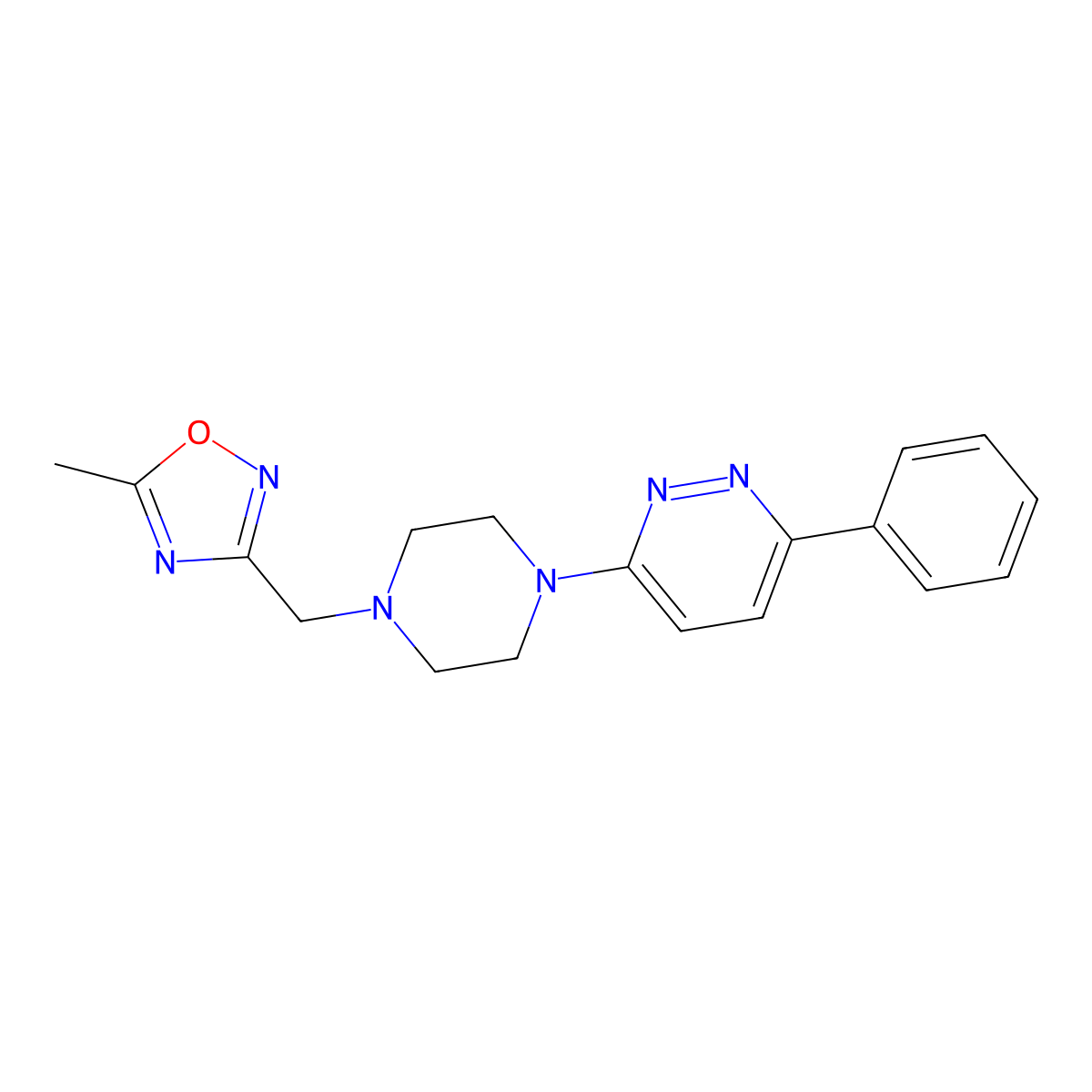 3-{4-[(5-Methyl-1,2,4-oxadiazol-3-yl)methyl]piperazin-1-yl}-6-phenylpyridazine molecular structure, CAS 2380145-08-2