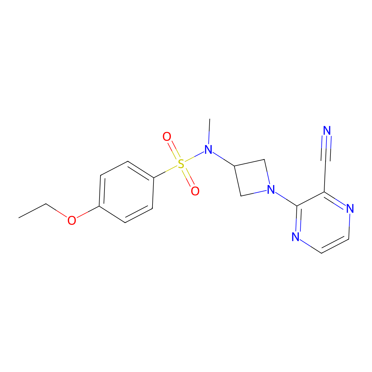 N-[1-(3-cyanopyrazin-2-yl)azetidin-3-yl]-4-ethoxy-N-methylbenzene-1-sulfonamide molecular structure, CAS 2380145-10-6