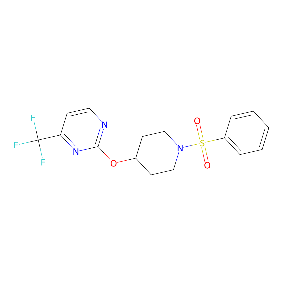 2-{[1-(Benzenesulfonyl)piperidin-4-yl]oxy}-4-(trifluoromethyl)pyrimidine molecular structure, CAS 2380145-14-0