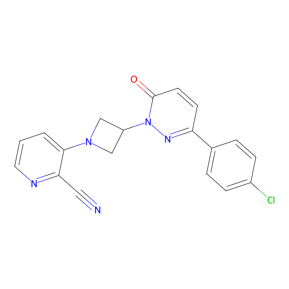3-{3-[3-(4-Chlorophenyl)-6-oxo-1,6-dihydropyridazin-1-yl]azetidin-1-yl}pyridine-2-carbonitrile molecular structure, CAS 2380145-17-3