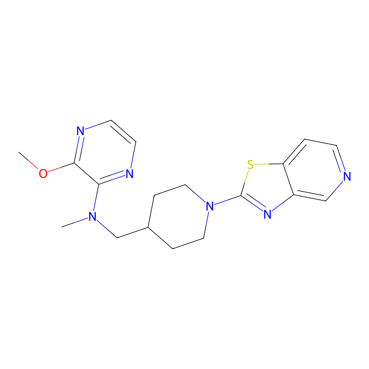 3-methoxy-N-methyl-N-[(1-{[1,3]thiazolo[4,5-c]pyridin-2-yl}piperidin-4-yl)methyl]pyrazin-2-amine molecular structure, CAS 2380145-18-4