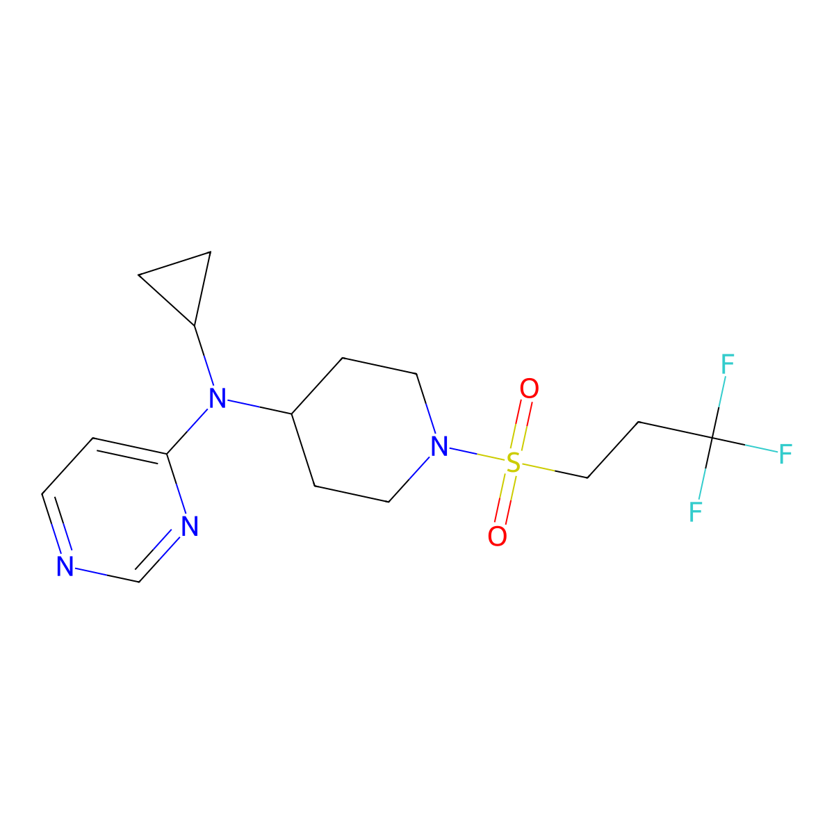 N-cyclopropyl-N-[1-(3,3,3-trifluoropropanesulfonyl)piperidin-4-yl]pyrimidin-4-amine molecular structure, CAS 2380145-20-8