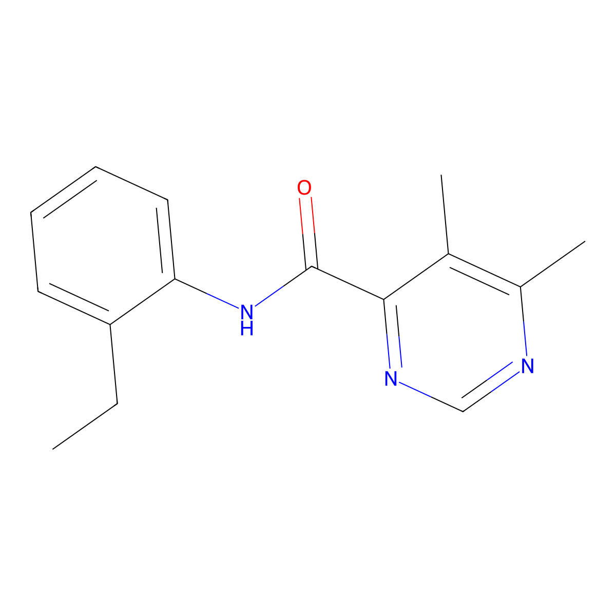 N-(2-Ethylphenyl)-5,6-dimethylpyrimidine-4-carboxamide molecular structure, CAS 2380145-21-9