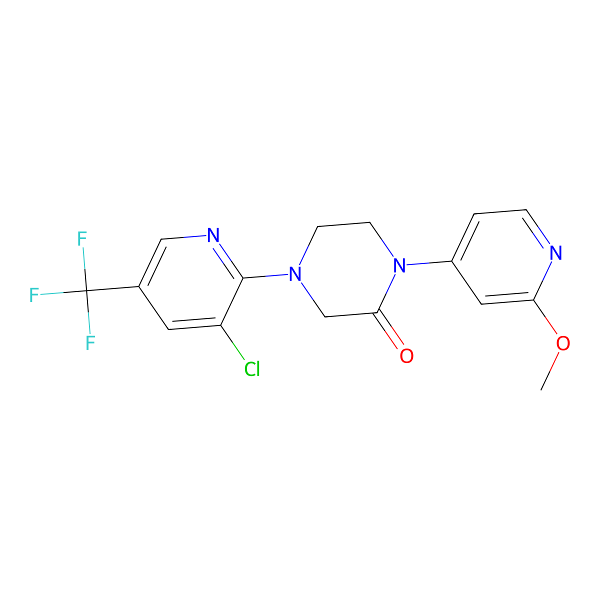 4-[3-Chloro-5-(trifluoromethyl)pyridin-2-yl]-1-(2-methoxypyridin-4-yl)piperazin-2-one molecular structure, CAS 2380145-28-6
