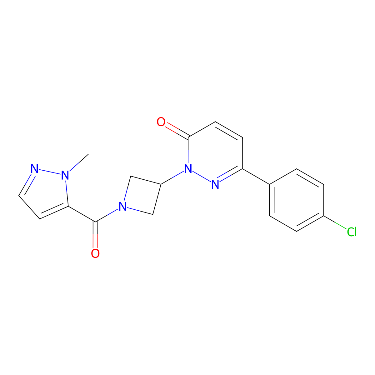 6-(4-chlorophenyl)-2-[1-(1-methyl-1H-pyrazole-5-carbonyl)azetidin-3-yl]-2,3-dihydropyridazin-3-one molecular structure, CAS 2380145-37-7