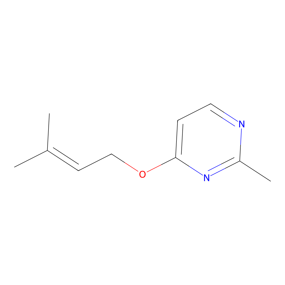 2-Methyl-4-[(3-methylbut-2-en-1-yl)oxy]pyrimidine molecular structure, CAS 2380145-52-6