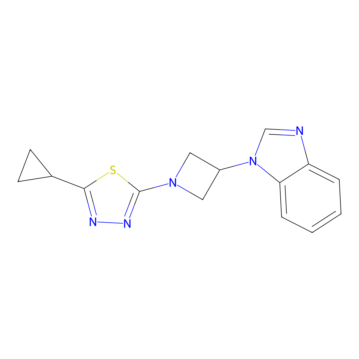 1-[1-(5-cyclopropyl-1,3,4-thiadiazol-2-yl)azetidin-3-yl]-1H-1,3-benzodiazole molecular structure, CAS 2380145-53-7