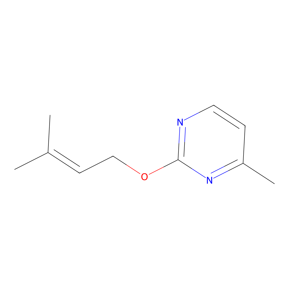 4-Methyl-2-[(3-methylbut-2-en-1-yl)oxy]pyrimidine molecular structure, CAS 2380145-54-8