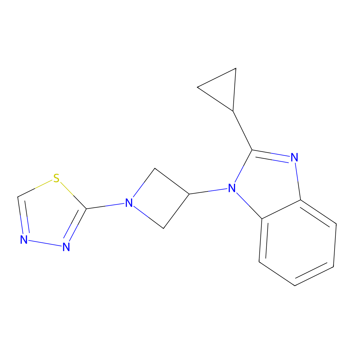 2-cyclopropyl-1-[1-(1,3,4-thiadiazol-2-yl)azetidin-3-yl]-1H-1,3-benzodiazole molecular structure, CAS 2380145-55-9
