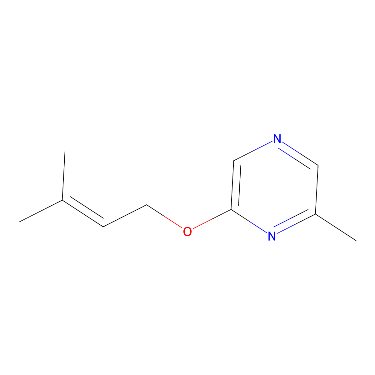 2-Methyl-6-[(3-methylbut-2-en-1-yl)oxy]pyrazine molecular structure, CAS 2380145-57-1