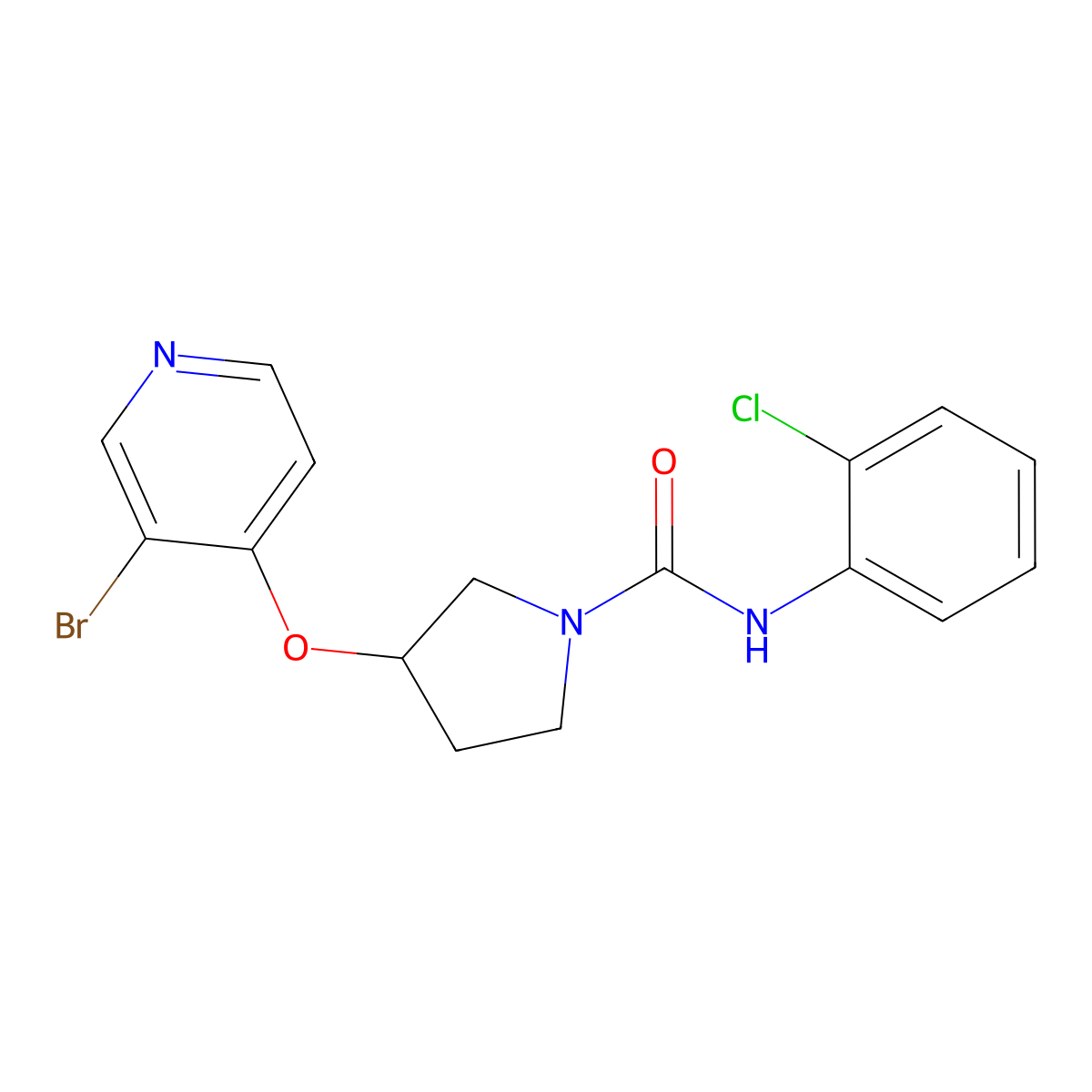 3-[(3-bromopyridin-4-yl)oxy]-N-(2-chlorophenyl)pyrrolidine-1-carboxamide molecular structure, CAS 2380145-61-7