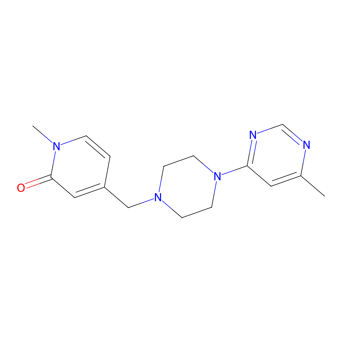 1-Methyl-4-{[4-(6-methylpyrimidin-4-yl)piperazin-1-yl]methyl}-1,2-dihydropyridin-2-one molecular structure, CAS 2380145-68-4