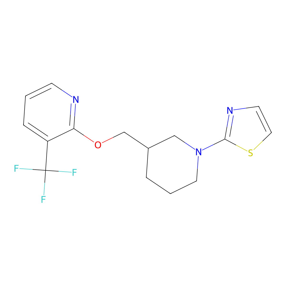 2-{[1-(1,3-Thiazol-2-yl)piperidin-3-yl]methoxy}-3-(trifluoromethyl)pyridine molecular structure, CAS 2380145-71-9