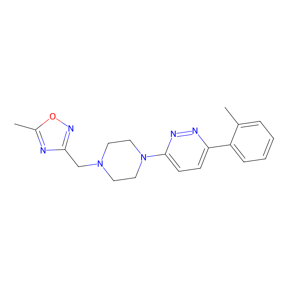 3-{4-[(5-Methyl-1,2,4-oxadiazol-3-yl)methyl]piperazin-1-yl}-6-(2-methylphenyl)pyridazine molecular structure, CAS 2380145-73-1