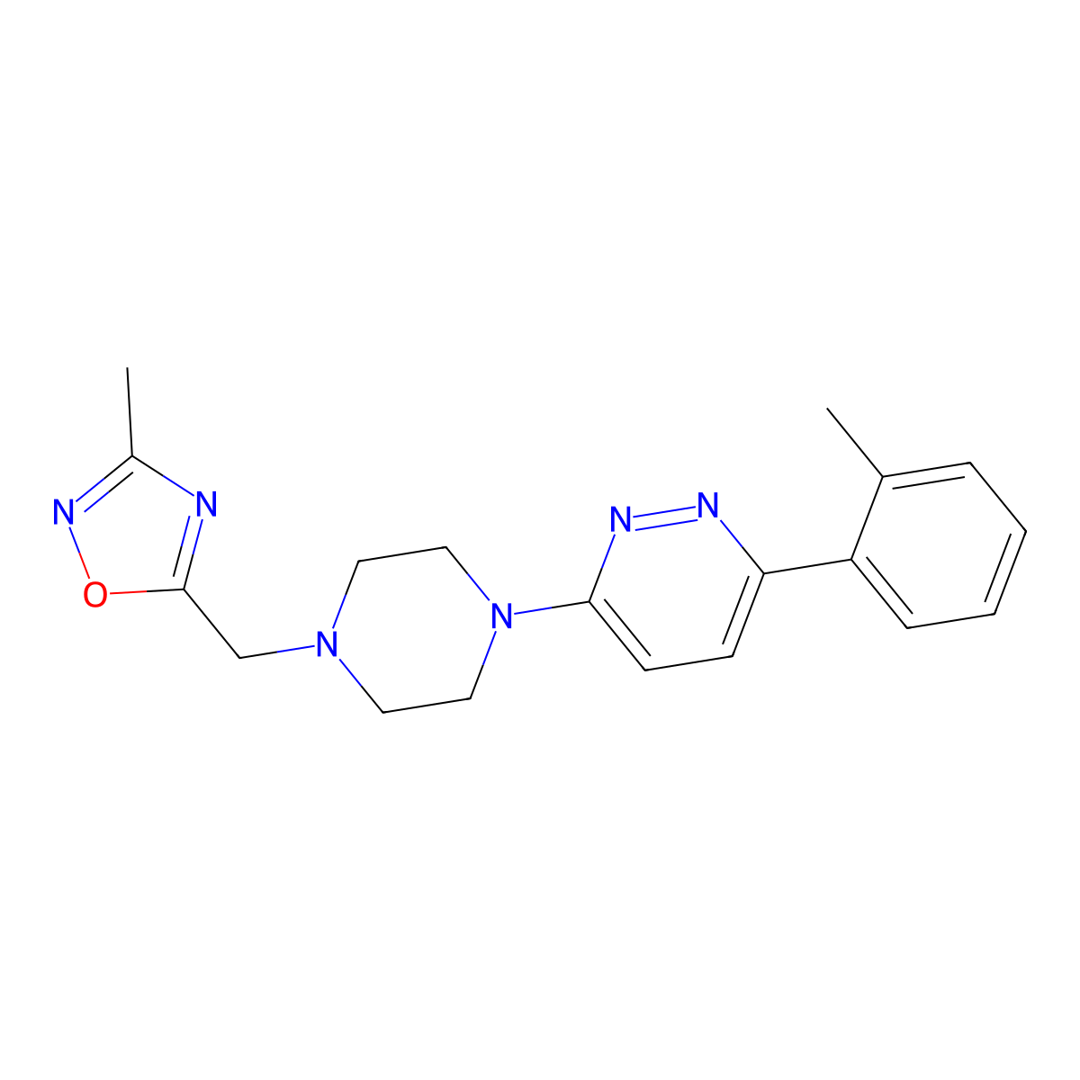 3-{4-[(3-Methyl-1,2,4-oxadiazol-5-yl)methyl]piperazin-1-yl}-6-(2-methylphenyl)pyridazine molecular structure, CAS 2380145-74-2