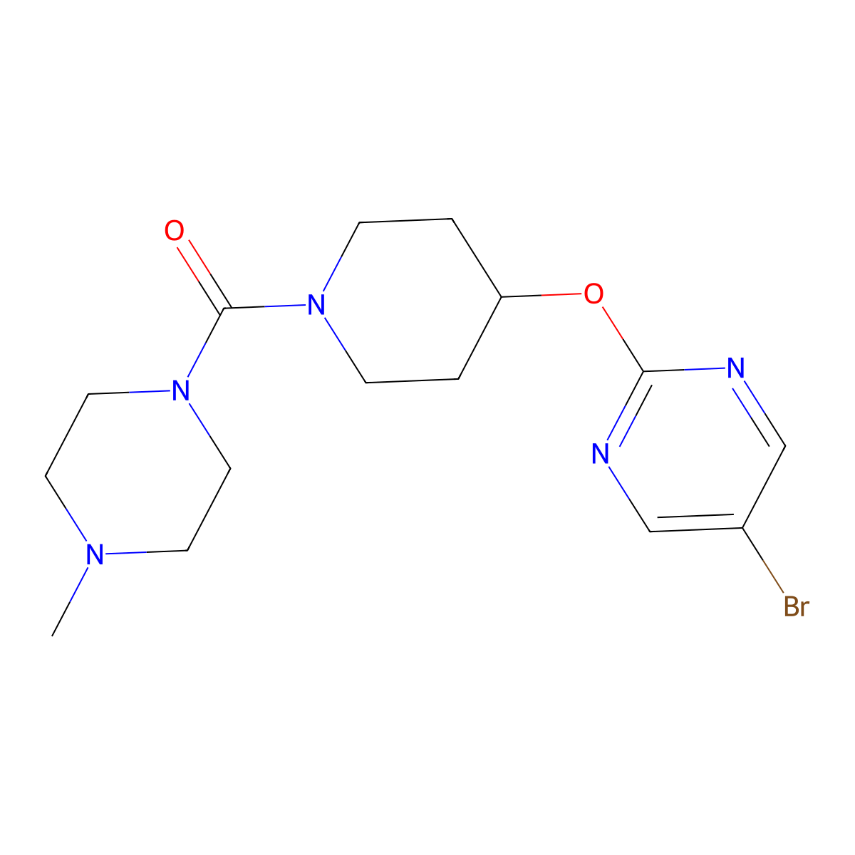 5-Bromo-2-{[1-(4-methylpiperazine-1-carbonyl)piperidin-4-yl]oxy}pyrimidine molecular structure, CAS 2380145-75-3