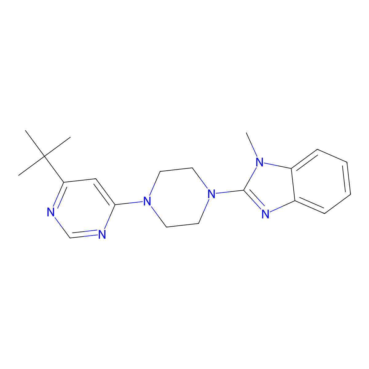2-[4-(6-tert-butylpyrimidin-4-yl)piperazin-1-yl]-1-methyl-1H-1,3-benzodiazole molecular structure, CAS 2380145-76-4