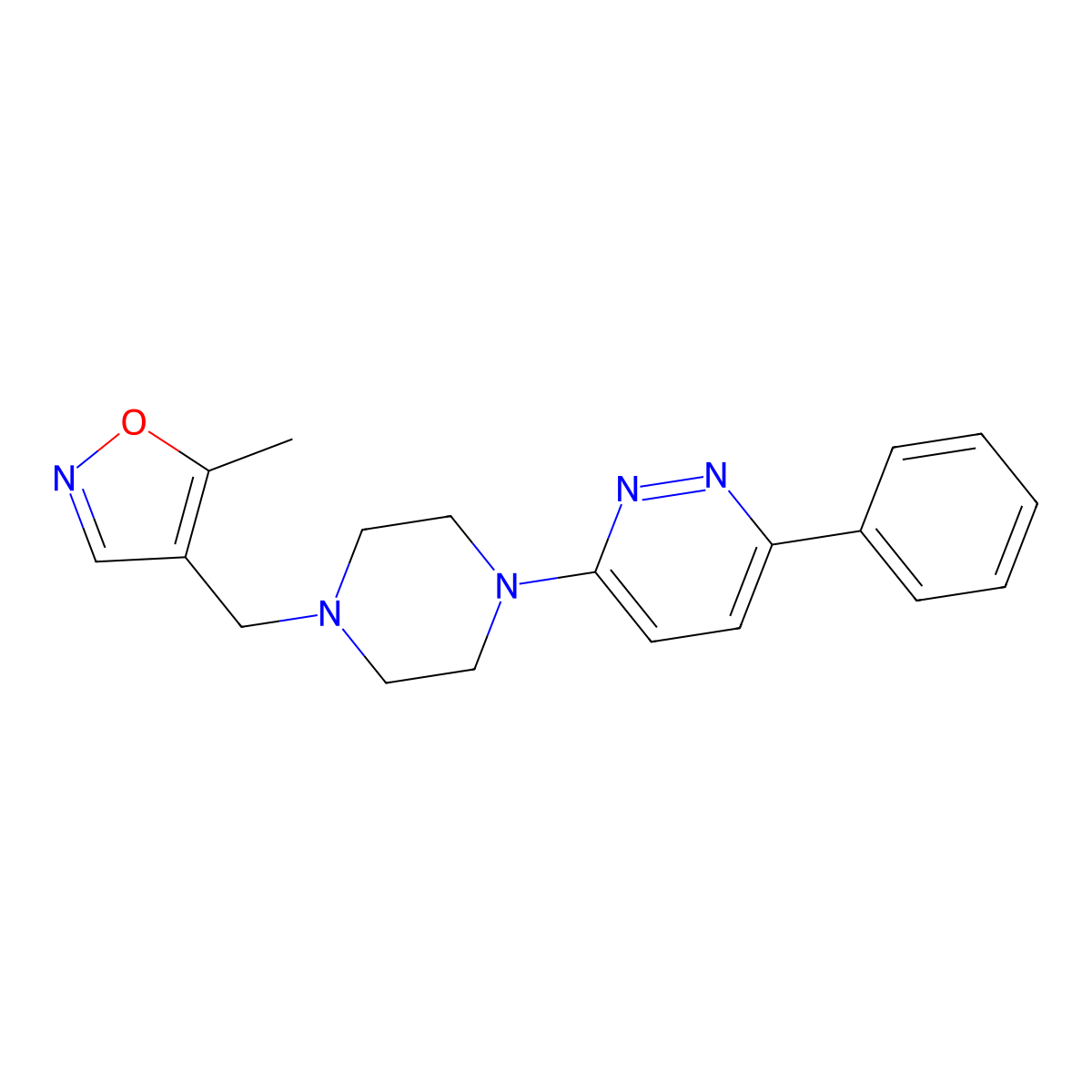 3-{4-[(5-Methyl-1,2-oxazol-4-yl)methyl]piperazin-1-yl}-6-phenylpyridazine molecular structure, CAS 2380145-77-5