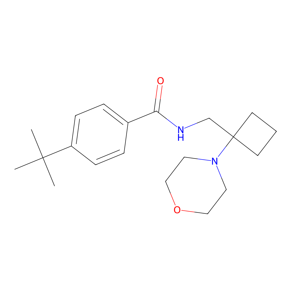 4-tert-butyl-N-{[1-(morpholin-4-yl)cyclobutyl]methyl}benzamide molecular structure, CAS 2380145-83-3