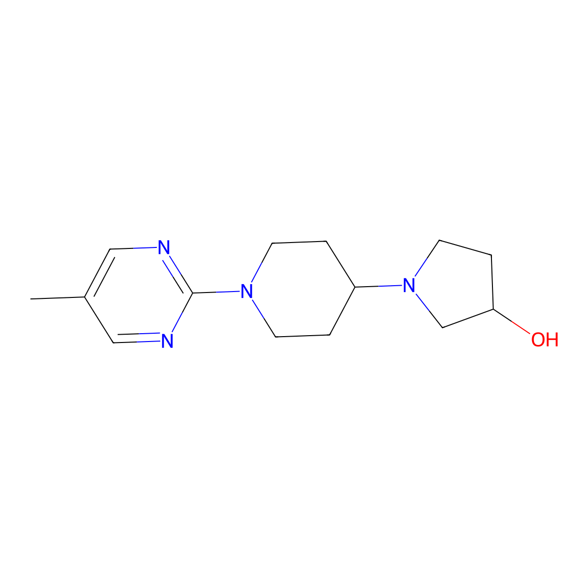 1-[1-(5-Methylpyrimidin-2-yl)piperidin-4-yl]pyrrolidin-3-ol molecular structure, CAS 2380145-87-7