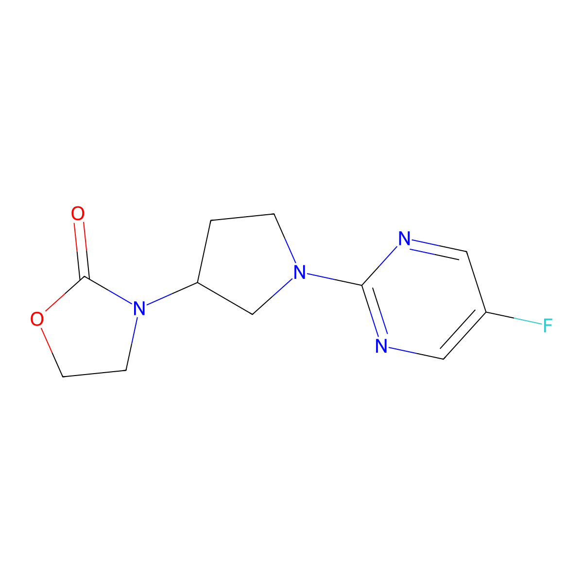 3-[1-(5-Fluoropyrimidin-2-yl)pyrrolidin-3-yl]-1,3-oxazolidin-2-one molecular structure, CAS 2380145-89-9