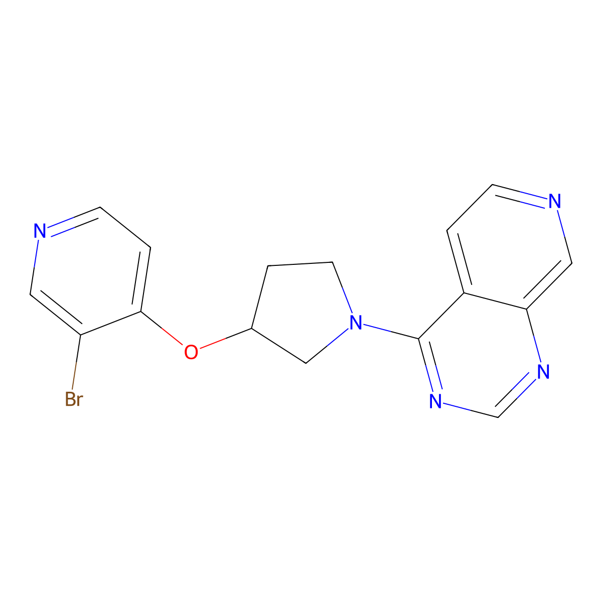 3-Bromo-4-[(1-{pyrido[3,4-d]pyrimidin-4-yl}pyrrolidin-3-yl)oxy]pyridine molecular structure, CAS 2380145-91-3