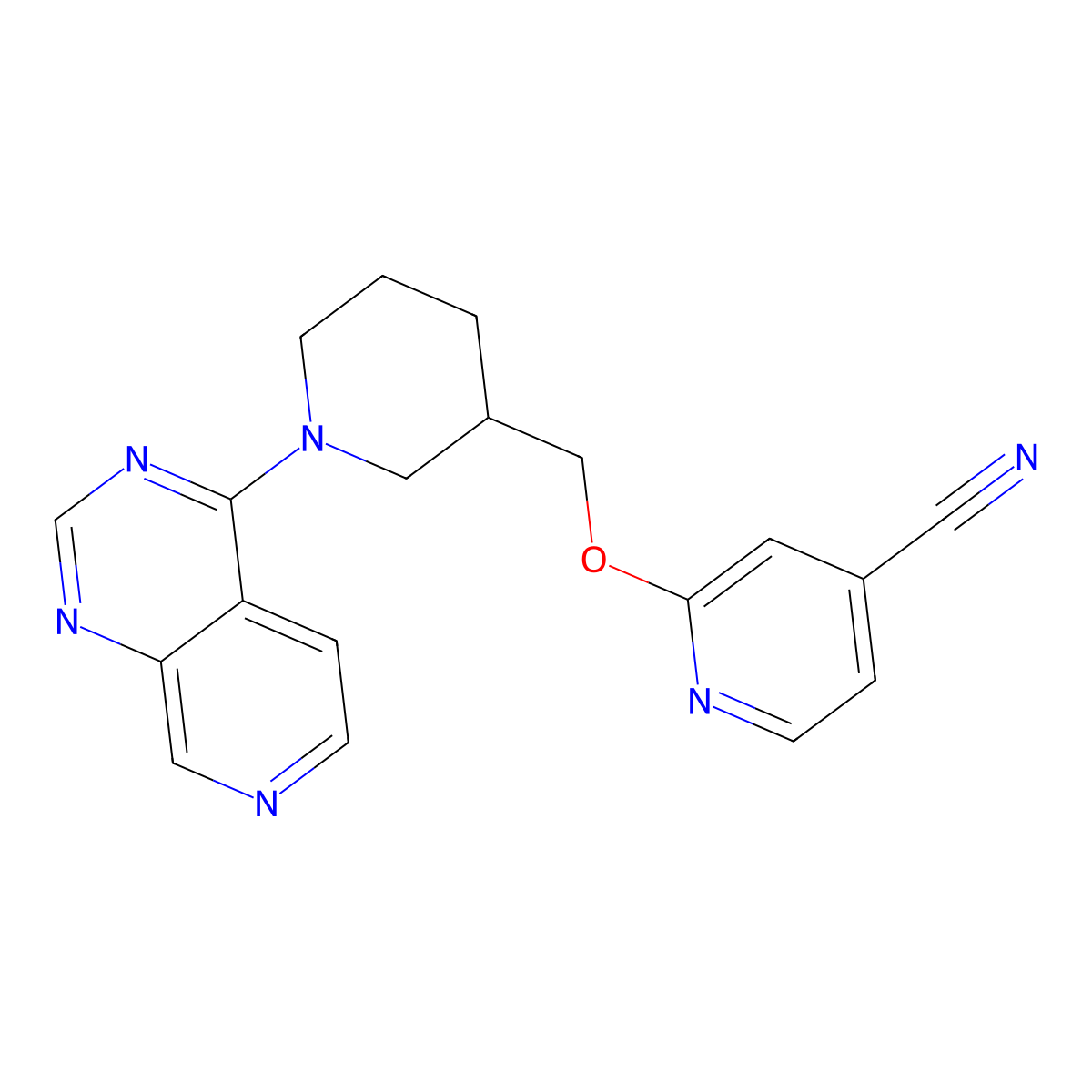 2-[(1-{Pyrido[3,4-d]pyrimidin-4-yl}piperidin-3-yl)methoxy]pyridine-4-carbonitrile molecular structure, CAS 2380145-98-0