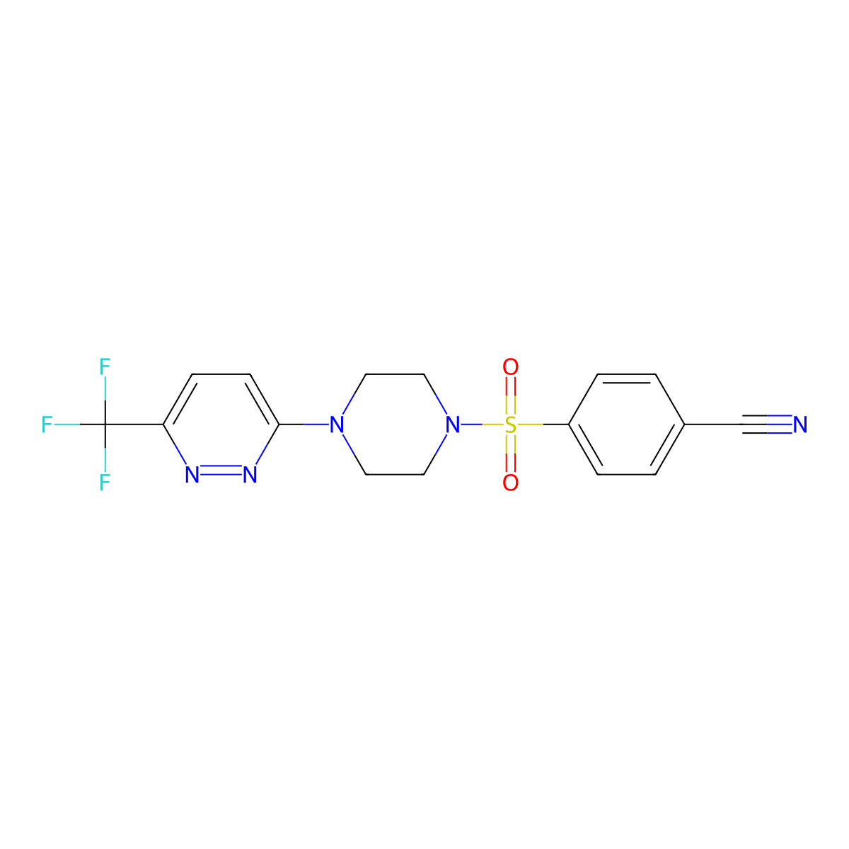 4-({4-[6-(Trifluoromethyl)pyridazin-3-yl]piperazin-1-yl}sulfonyl)benzonitrile molecular structure, CAS 2380145-99-1