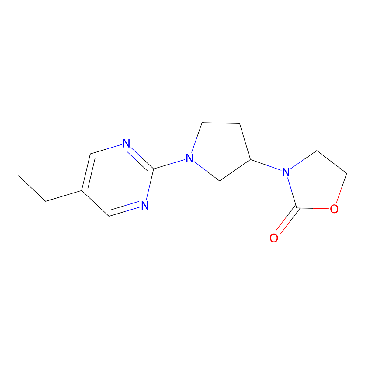 3-[1-(5-Ethylpyrimidin-2-yl)pyrrolidin-3-yl]-1,3-oxazolidin-2-one molecular structure, CAS 2380146-12-1