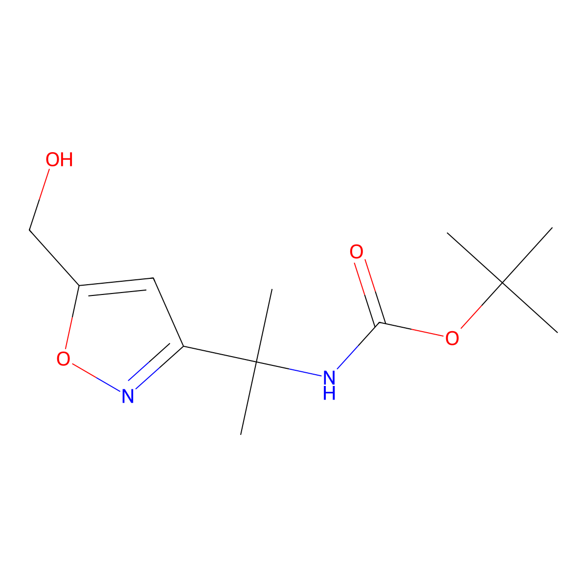 tert-butyl N-{2-[5-(hydroxymethyl)-1,2-oxazol-3-yl]propan-2-yl}carbamate molecular structure, CAS 2380150-82-1
