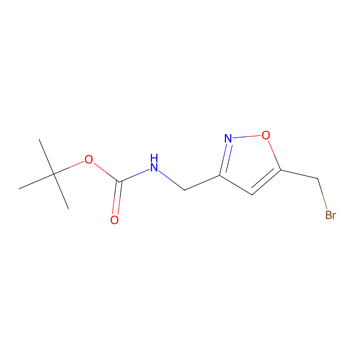 tert-butyl N-[[5-(bromomethyl)-1,2-oxazol-3-yl]methyl]carbamate molecular structure, CAS 2380151-11-9