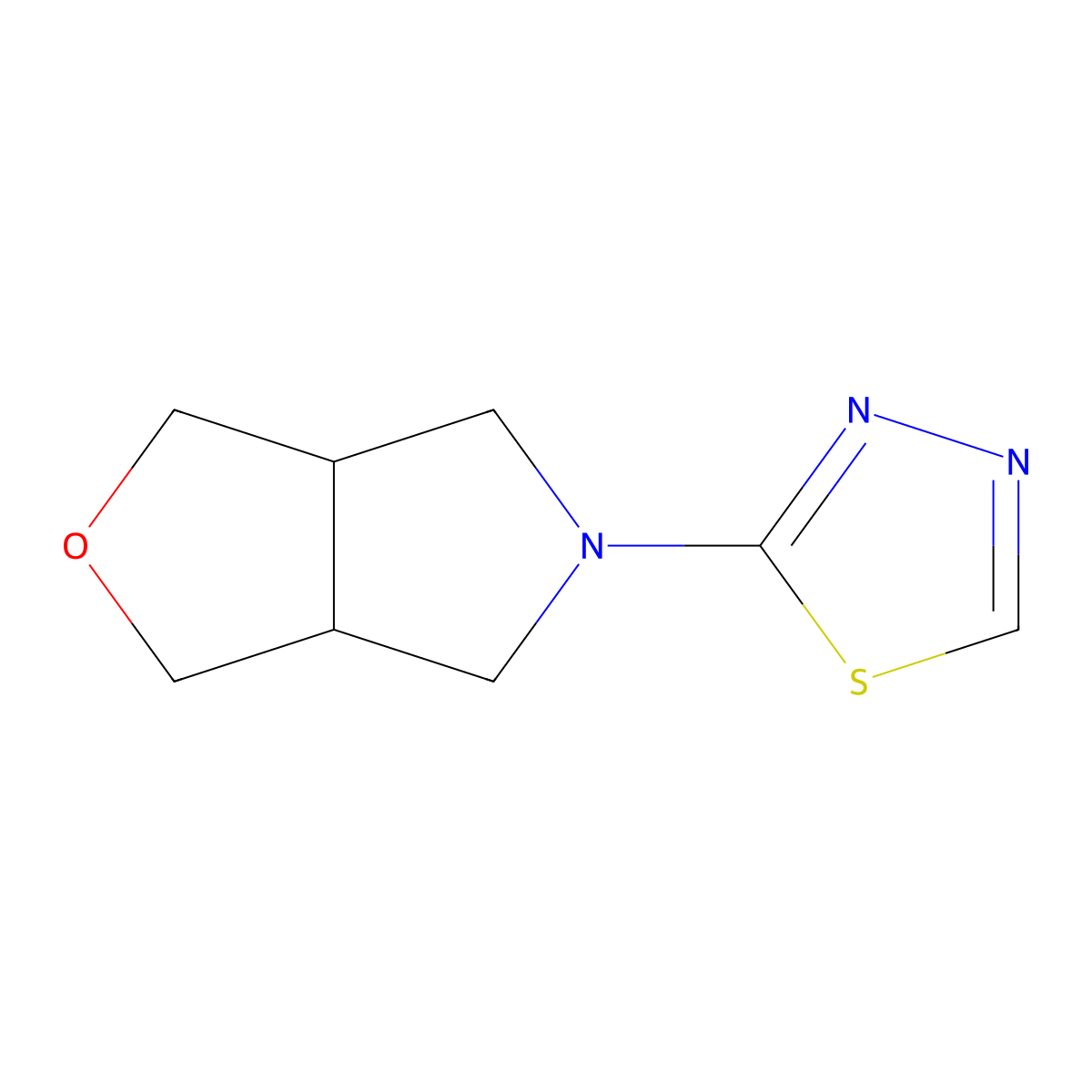 2-{hexahydro-1H-furo[3,4-c]pyrrol-5-yl}-1,3,4-thiadiazole molecular structure, CAS 2380166-40-3