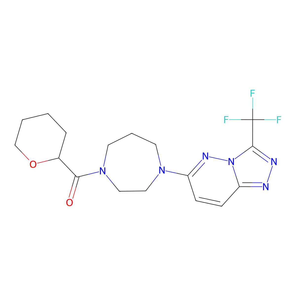 1-(Oxane-2-carbonyl)-4-[3-(trifluoromethyl)-[1,2,4]triazolo[4,3-b]pyridazin-6-yl]-1,4-diazepane molecular structure, CAS 2380166-43-6