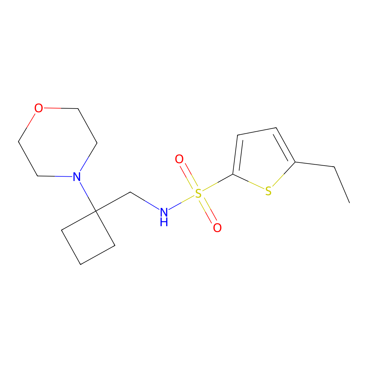 5-ethyl-N-{[1-(morpholin-4-yl)cyclobutyl]methyl}thiophene-2-sulfonamide molecular structure, CAS 2380166-44-7