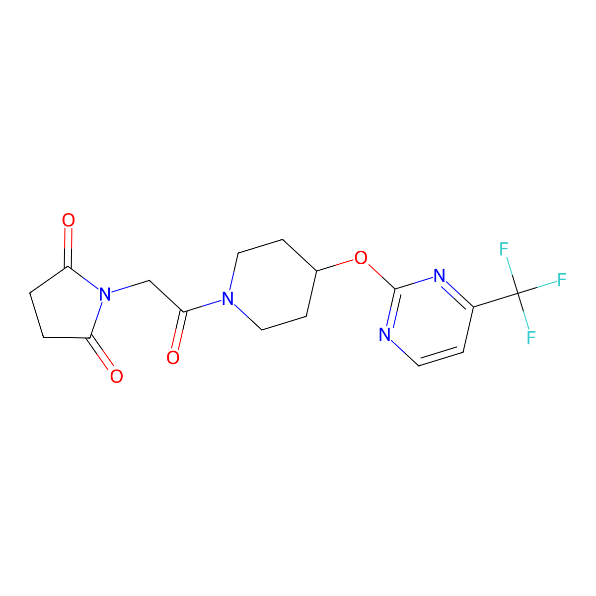 1-[2-Oxo-2-(4-{[4-(trifluoromethyl)pyrimidin-2-yl]oxy}piperidin-1-yl)ethyl]pyrrolidine-2,5-dione molecular structure, CAS 2380166-45-8