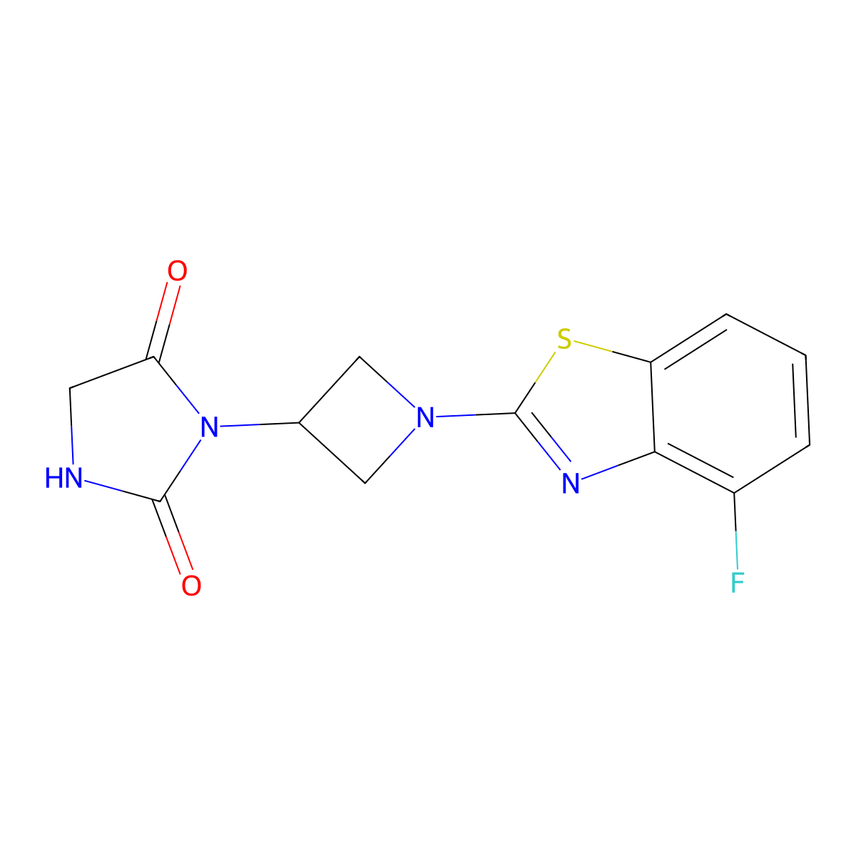 3-[1-(4-Fluoro-1,3-benzothiazol-2-yl)azetidin-3-yl]imidazolidine-2,4-dione molecular structure, CAS 2380166-47-0